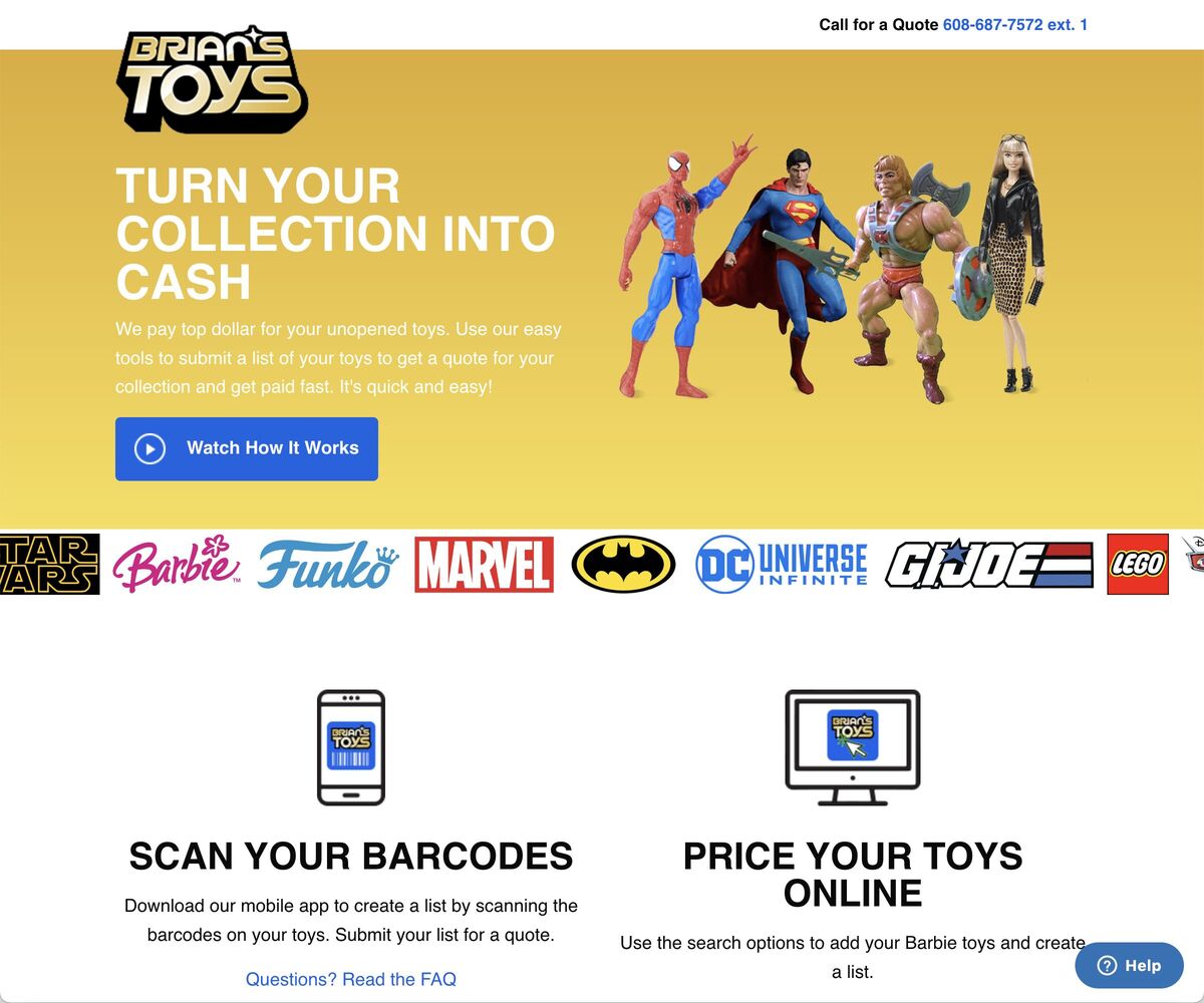 Brian's Toys Sell My Toys Webpage